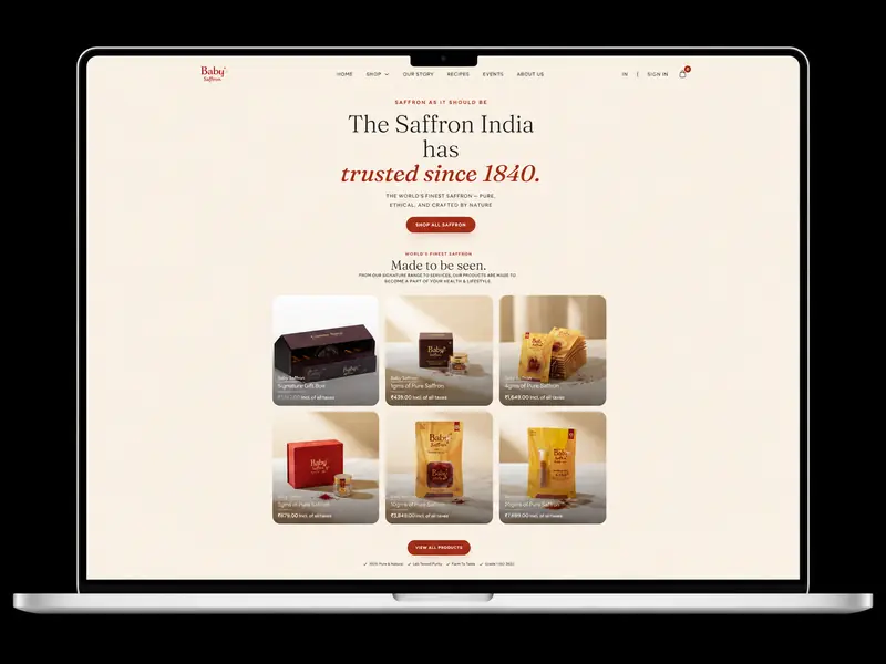Baby Saffron website built by The Tech Tales