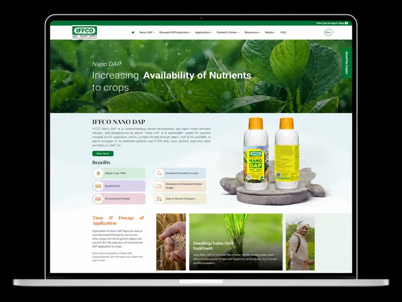 IFFCO Nano DAP website built by The Tech Tales