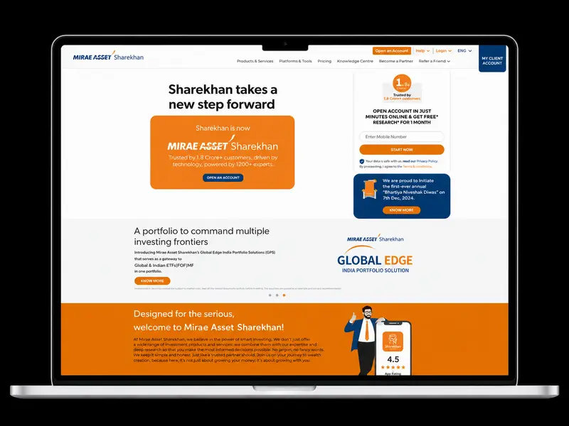 Mirae Asset Sharekhan website built by The Tech Tales