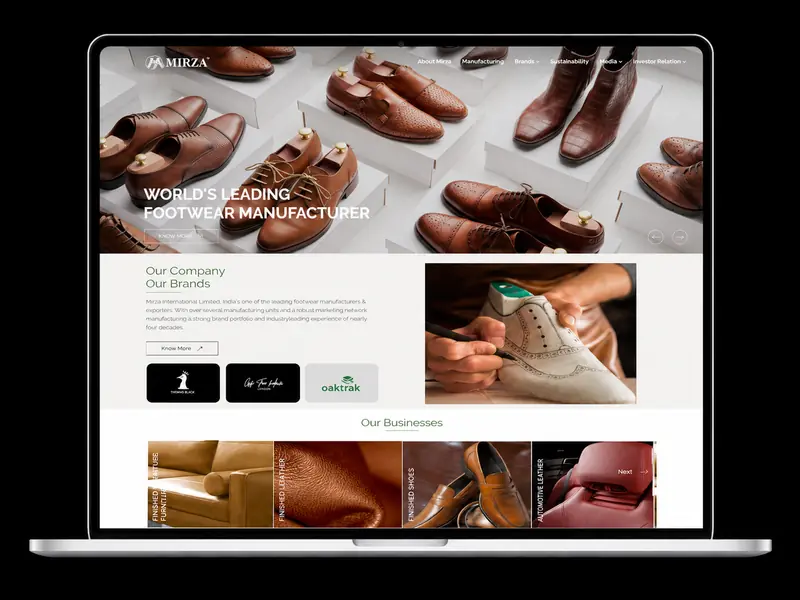 Mirza International website built by The Tech Tales