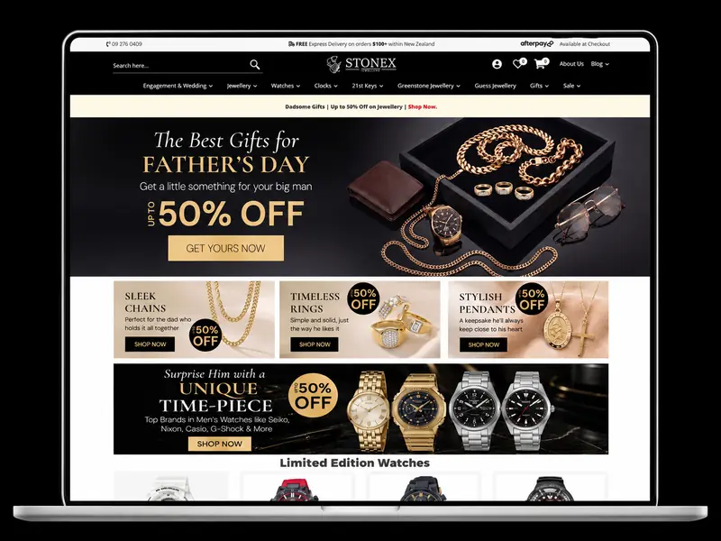 Stonex Jewellers website built by The Tech Tales